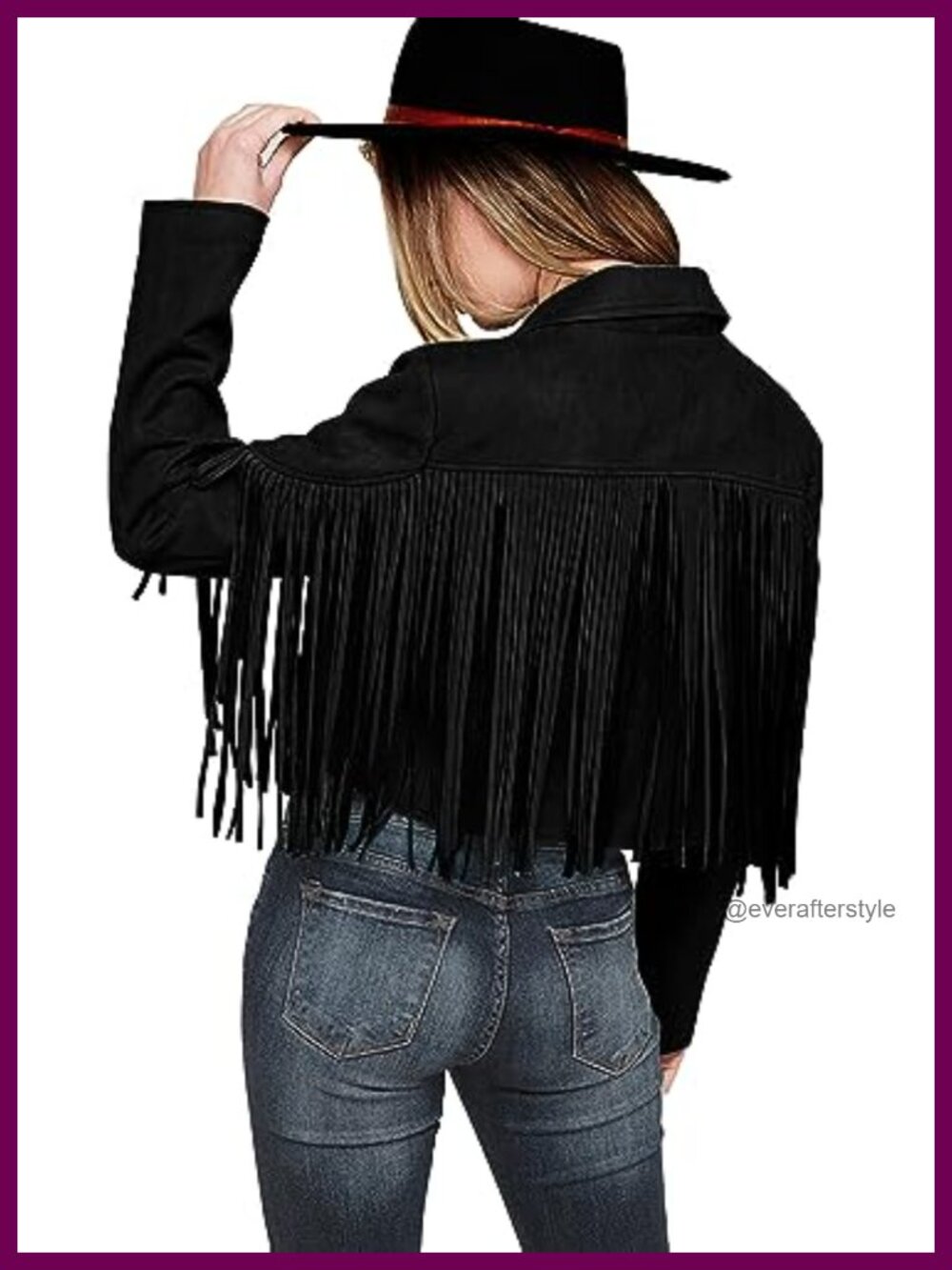 Fringe Faux Suede Faux Leather Cropped Moto Jacket